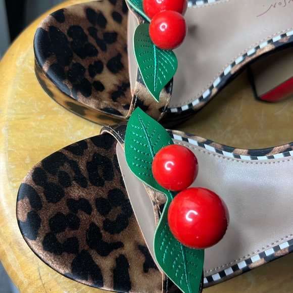 Betsey Johnson Leopard Heels with Red Cherry Accents New! - Picture 8 of 11